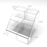 FixtureDisplays® Clear Acrylic 3-Tier 6-Bin Candy and Literature Display - 12.5" H x 12" W x 12.5" D 100815