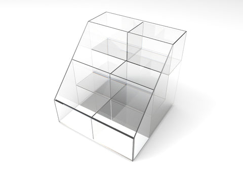 FixtureDisplays® Clear Acrylic 3-Tier 6-Bin Candy and Literature Display - 12.5" H x 12" W x 12.5" D 100815