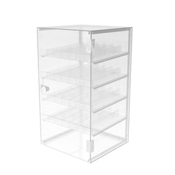 FixtureDisplays® Clear Acrylic Locking Showcase with 4 Removable Trays - Ideal for Nail Polish and Cosmetics Storage 100829