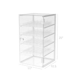 FixtureDisplays® Clear Acrylic Locking Showcase with 4 Removable Trays - Ideal for Nail Polish and Cosmetics Storage 100829