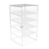 FixtureDisplays® Clear Acrylic Locking Showcase with 4 Removable Trays - Ideal for Nail Polish and Cosmetics Storage 100829