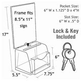 FixtureDisplays® Plexiglass acrylic suggestion box with a pocket and lock 100849