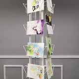 32 Adjustable Pockets Display Rack 5x7 7x5 up to 8.5" Wide X 8" Tall Cards, 1.27" deep Pockets, Double Tier Greeting Post Card Christmas Holiday Spinning Rack Stand White 11704-WHITE