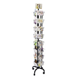 FixtureDisplays® 32 Adjustable Pockets Display Rack 5x7 7x5 up to 8.5" Wide X 8" Tall Cards, 1.27" deep pockets, Double Tier Greeting Post Card Christmas Holiday Spinning Rack Stand Black11704