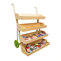 Wood Flower Cart Vending Cart Farmers Market Wagon Stand Retail Kiosk 44x57x36 101090