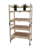 4-Tier Bakery Bread Rack with Angled Shelves Wooden Display Rack Bread Store Rack 30X18X55" 101143