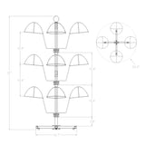 Countertop Hat Rack Headwear Wig Cap Display Tabletop Stand 24x24x37" 3-Tier 12 10125