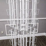 64 Adjustable Pockets Display Rack 5x7 7x5 up to 9.3" Wide X 8" Tall Cards, 1.27" deep Pockets, Double Tier Greeting Post Card Christmas Holiday Spinning Rack Stand White 11603-H-WHT