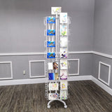 64 Adjustable Pockets Display Rack 5x7 7x5 up to 9.3" Wide X 8" Tall Cards, 1.27" deep Pockets, Double Tier Greeting Post Card Christmas Holiday Spinning Rack Stand White 11603-H-WHT