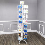 64 Adjustable Pockets Display Rack 5x7 7x5 up to 9.3" Wide X 8" Tall Cards, 1.27" deep Pockets, Double Tier Greeting Post Card Christmas Holiday Spinning Rack Stand White 11603-L-WHT