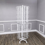64 Adjustable Pockets Display Rack 5x7 7x5 up to 9.3" Wide X 8" Tall Cards, 1.27" deep Pockets, Double Tier Greeting Post Card Christmas Holiday Spinning Rack Stand White 11603-H-WHT