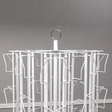 64 Adjustable Pockets Display Rack 5x7 7x5 up to 9.3" Wide X 8" Tall Cards, 1.27" deep Pockets, Double Tier Greeting Post Card Christmas Holiday Spinning Rack Stand White 11603-H-WHT
