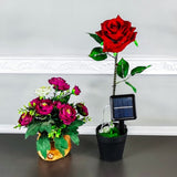 16" Lighted Red Rose Flower Artificial Love Solar Valentine Cemetery Memoriral 10140