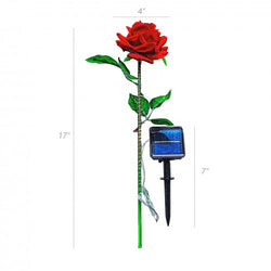 16" Lighted Red Rose Flower Artificial Love Solar Valentine Cemetery Memoriral 10140