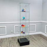 18.1X18.1X72.5" Glass Showcase Display Tower Cabinet 5-Tier Shelf Floor Stand 10142