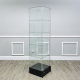 18.1X18.1X72.5" Glass Showcase Display Tower Cabinet 5-Tier Shelf Floor Stand 10142