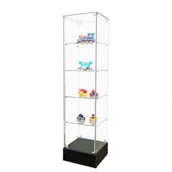 18.1X18.1X72.5" Glass Showcase Display Tower Cabinet 5-Tier Shelf Floor Stand 10142
