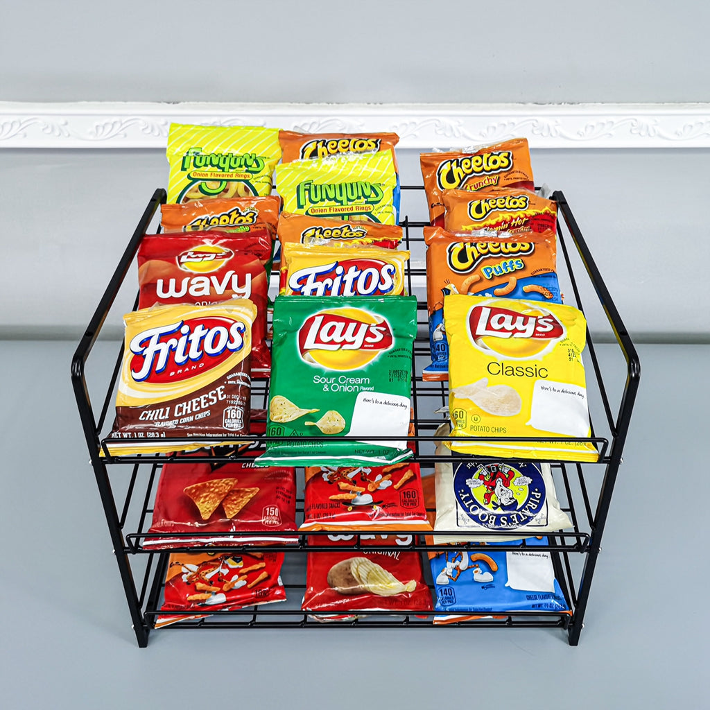 Stackable Can Rack Organizer Potato Chip Bag Storage Dispenser 17X12.8 ...