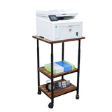 3-Tier Shelf Printer Table AV Cart, Height Adjustable, 19X16X30" Office Machine 10150