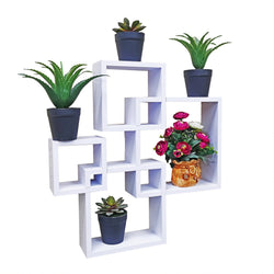 FixtureDisplays® Wall Mount Cube Set Intersecting Shelves White 10151