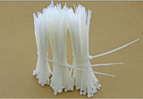 8" 100PK White Network Cable Cord Wire Tie Strap Zip Tie Nylon 101723 WHITE-NEW