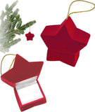Red Velour Holiday Star Ornament Gift Box, Ring, Earrings