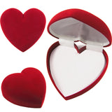 4 1 / 2" Red Velour Hinged Domed Heart Gift Box, Necklace, Ear