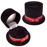 Unique Black Velour Top Hat Gift Box, Ring, Pin, Etc
