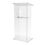 Clear Acrylic Lucite Podium Pulpit Lectern 43" Tall with Prayer Hand and Cross Plaque 102703+12152