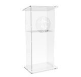 Clear Acrylic Lucite Podium Pulpit Lectern 43" Tall with Prayer Hand and Cross Plaque 102703+12152