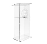Clear Acrylic Lucite Podium Pulpit Lectern 43" Tall with Prayer Hand and Cross Plaque 102703+12152