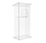 Clear Acrylic Lucite Podium Pulpit Lectern 43" Tall with Prayer Hand and Cross Plaque 102703+12152