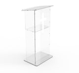 Clear Acrylic Lucite Podium Pulpit Lectern 43" Tall with White Cross 102703+1803-CROSS