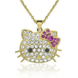 N891G Forever Gold Plated Crystal Kitty W / Bow Pendant102734