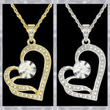 N886 Forever Gold Double Heart W / Solitaire Necklace102736-Gold