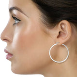 E320S 46mm Forever Silver Swarovski Crystal Full Hoop Ears102766