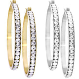 E320G 46mm Forever Gold Swarovski Crystal Full Hoop Earrs102767