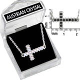 N733 Forever Silver Crystal Sideways Cross Pendant In Box102776