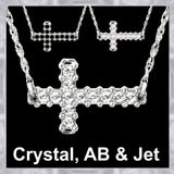 N733 Forever Silver Crystal Sideways Cross Pendant In Box102776
