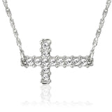 N733 Forever Silver Crystal Sideways Cross Pendant In Box102776