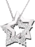 N872RB Forever Gold Or Silver Crystal Double Star Necklace With Gift Box