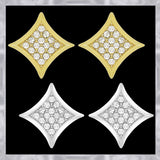 E155G Forever Gold Plated Crystal Curved Square Earrings102802