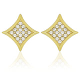 E155G Forever Gold Plated Crystal Curved Square Earrings102802