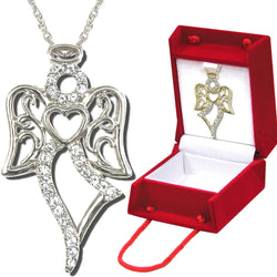 N933BB Forever Silver Crystal Dancer Angel Pendant with gift box102843-Silver