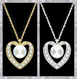 N804 Forever Silver Crystal Heart W / Solitaire Necklac102847-Silver