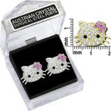 E237 Forever Gold Plated Crystal Kitty W / Bow Earrings102868 Gold
