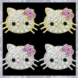 E237 Forever Gold Plated Crystal Kitty W / Bow Earrings102868 Gold