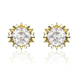 E116G Forever Gold Cubic Zirconia Heart Crown Stud Earrings102871