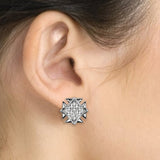 E138G Forever Gold Plated Crystal SQ Grid W / Wings Earrings102875