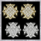 E138G Forever Gold Plated Crystal SQ Grid W / Wings Earrings102875